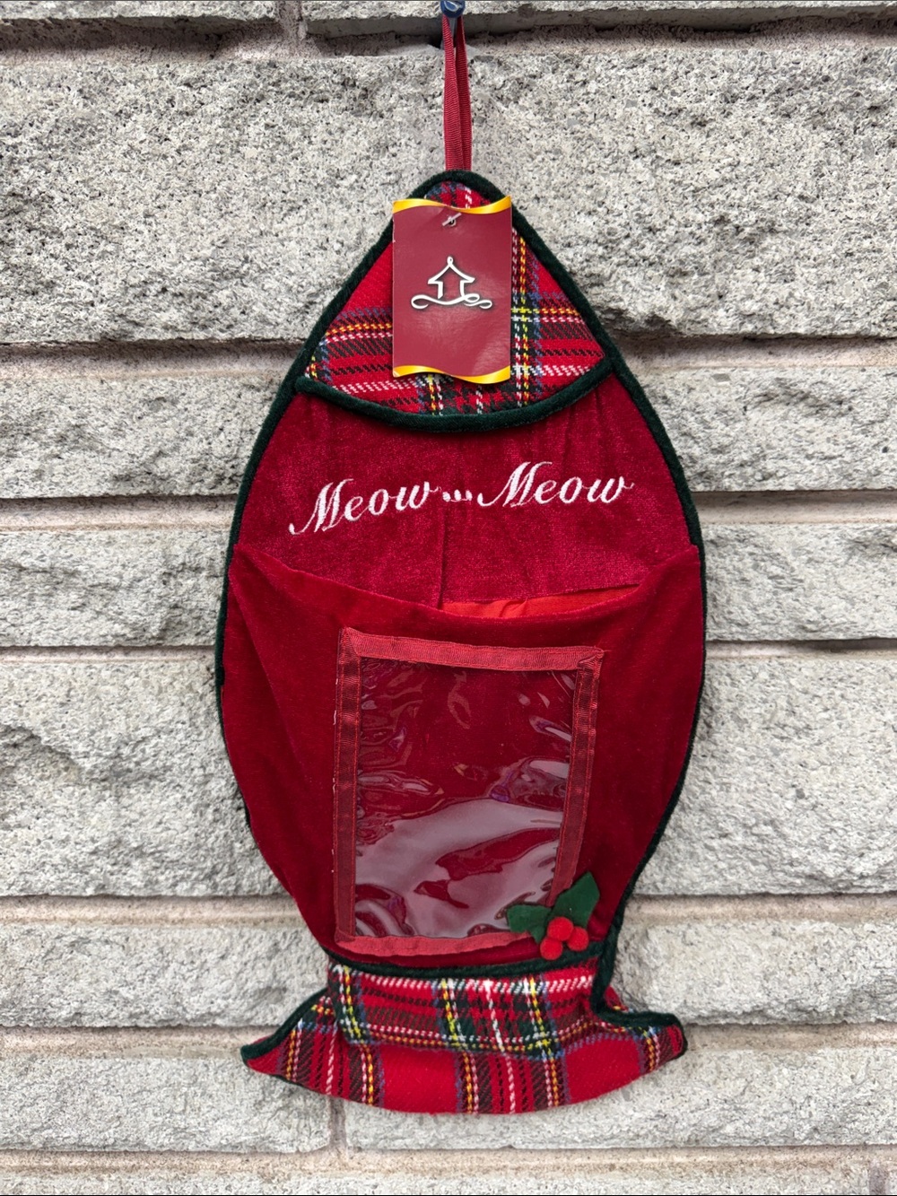 Vintage Red "Meow...Meow" Cat Holiday Hanging Socks